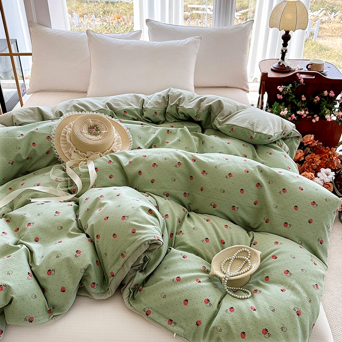 91家纺网 家纺一手货源 找家纺 家贝爱 2026新款加厚水洗棉被套被套单件 草莓点点