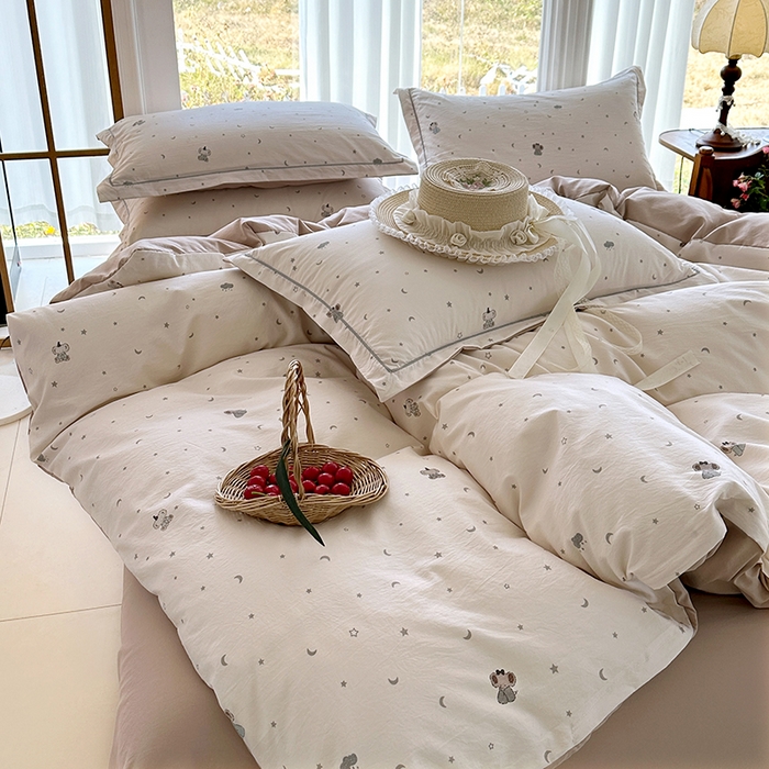 91家纺网 家纺一手货源 找家纺 家贝爱 2026新款加厚水洗棉被套被套单件 星空小象