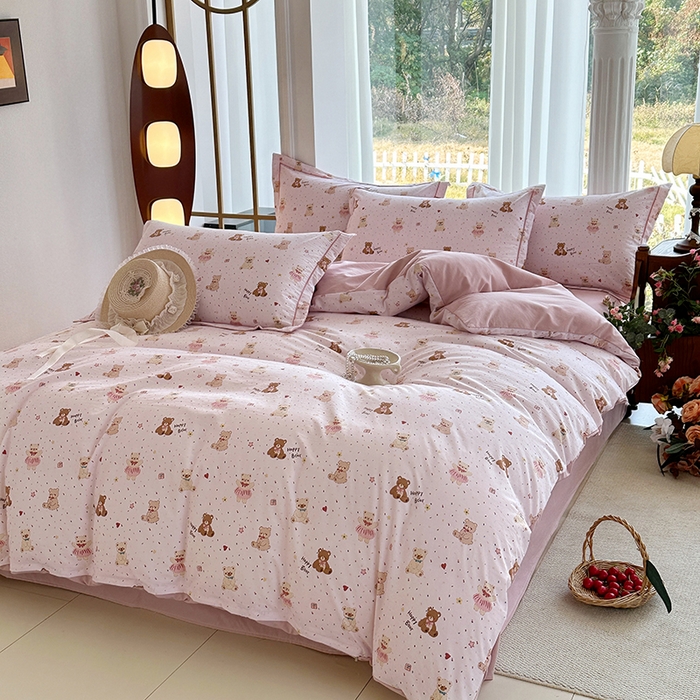 91家纺网 家纺一手货源 找家纺 家贝爱 2026新款加厚水洗棉被套被套单件 甜蜜小熊