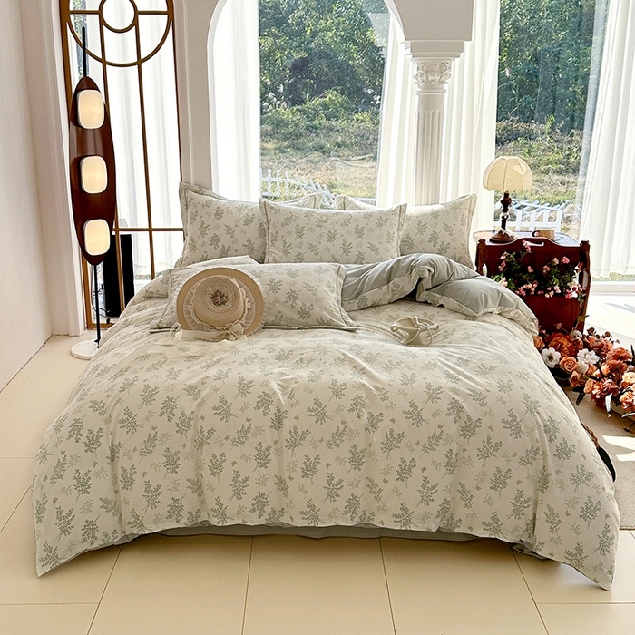 91家纺网 家纺一手货源 找家纺 家贝爱 2026新款加厚水洗棉被套被套单件 沐雅-绿