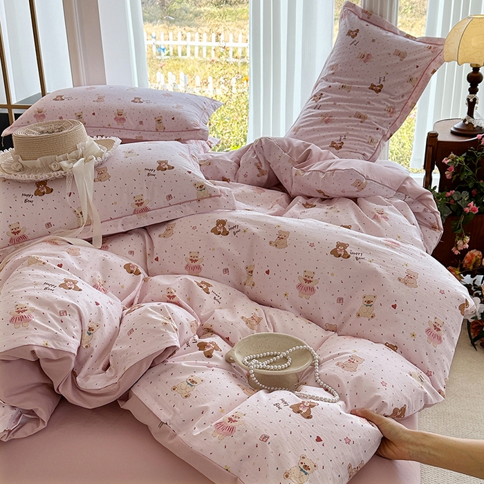 91家纺网 家纺一手货源 找家纺 家贝爱 2026新款加厚水洗棉被套被套单件 甜蜜小熊