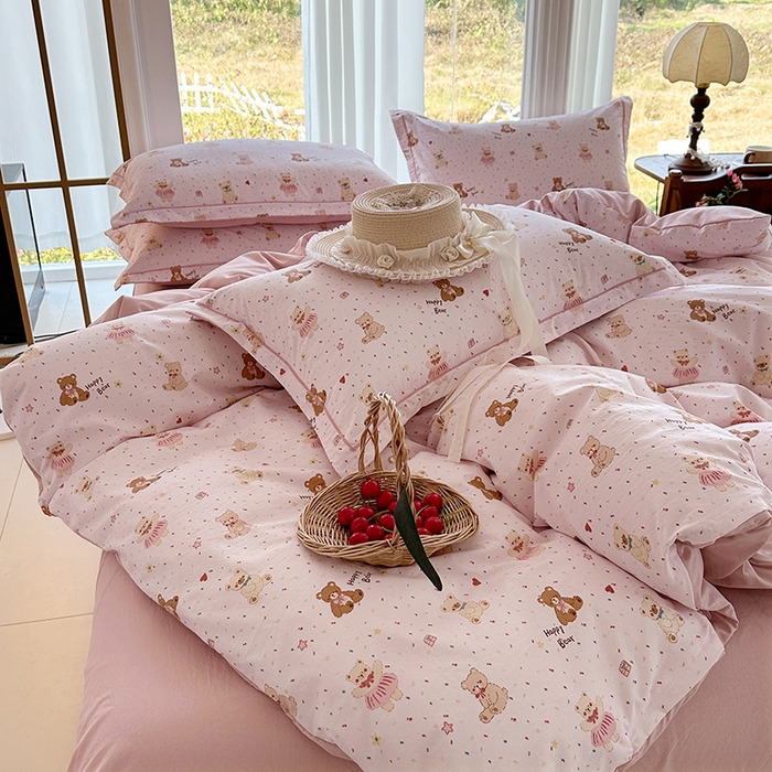 91家纺网 家纺一手货源 找家纺 家贝爱 2026新款加厚水洗棉被套被套单件 甜蜜小熊