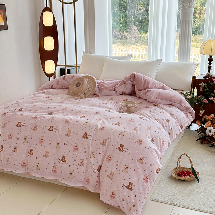 91家纺网 家纺一手货源 找家纺 家贝爱 2026新款加厚水洗棉被套被套单件 甜蜜小熊