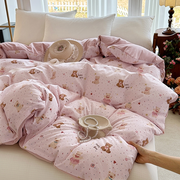 91家纺网 家纺一手货源 找家纺 家贝爱 2026新款加厚水洗棉被套被套单件 甜蜜小熊