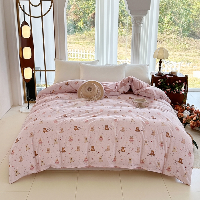 91家纺网 家纺一手货源 找家纺 家贝爱 2026新款加厚水洗棉被套被套单件 甜蜜小熊