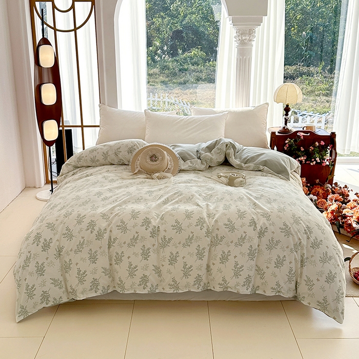 91家纺网 家纺一手货源 找家纺 家贝爱 2026新款加厚水洗棉被套被套单件 沐雅-绿