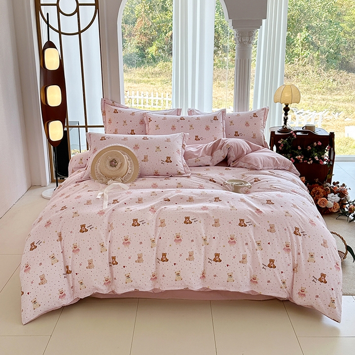 91家纺网 家纺一手货源 找家纺 家贝爱 2026新款加厚水洗棉被套被套单件 甜蜜小熊