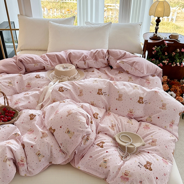 91家纺网 家纺一手货源 找家纺 家贝爱 2026新款加厚水洗棉被套被套单件 甜蜜小熊