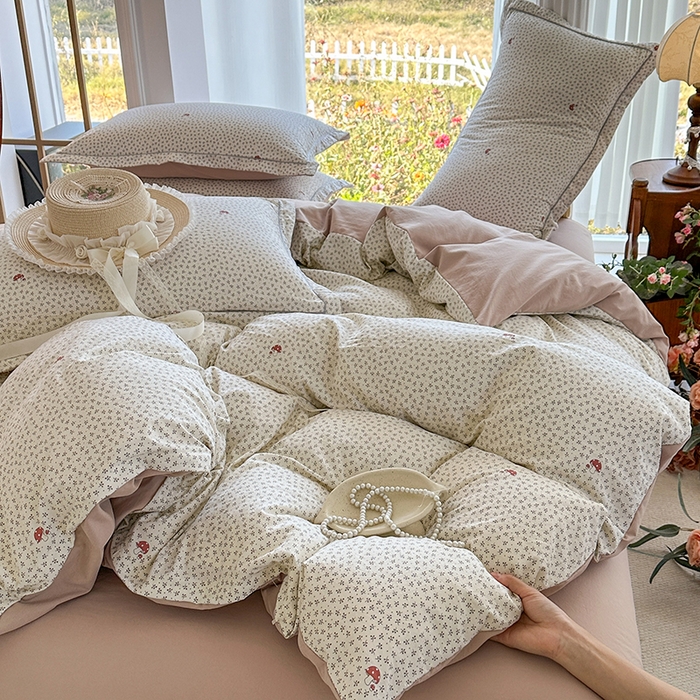 91家纺网 家纺一手货源 找家纺 家贝爱 2026新款加厚水洗棉被套被套单件 丛林蘑菇