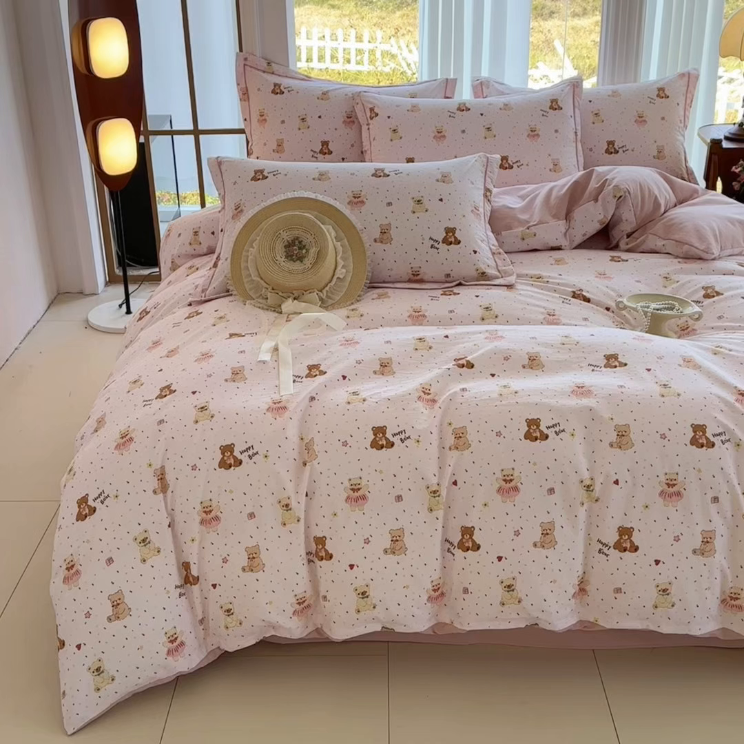 91家纺网 家纺一手货源 找家纺 家贝爱 2026新款加厚水洗棉被套被套单件 甜蜜小熊