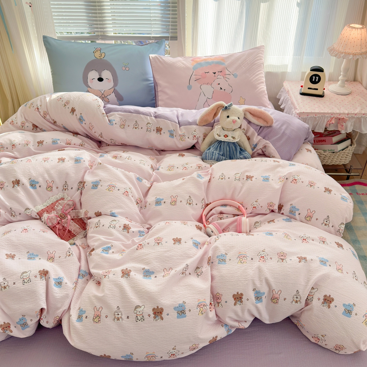 91家纺网 家纺一手货源 找家纺 （总）一霖家纺 2026新款云感皱皱纱小清新印花数码系列四件套 小红书爆款