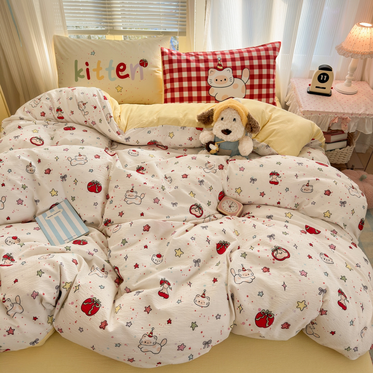 91家纺网 家纺一手货源 找家纺 （总）一霖家纺 2026新款云感皱皱纱小清新印花数码系列四件套 小红书爆款