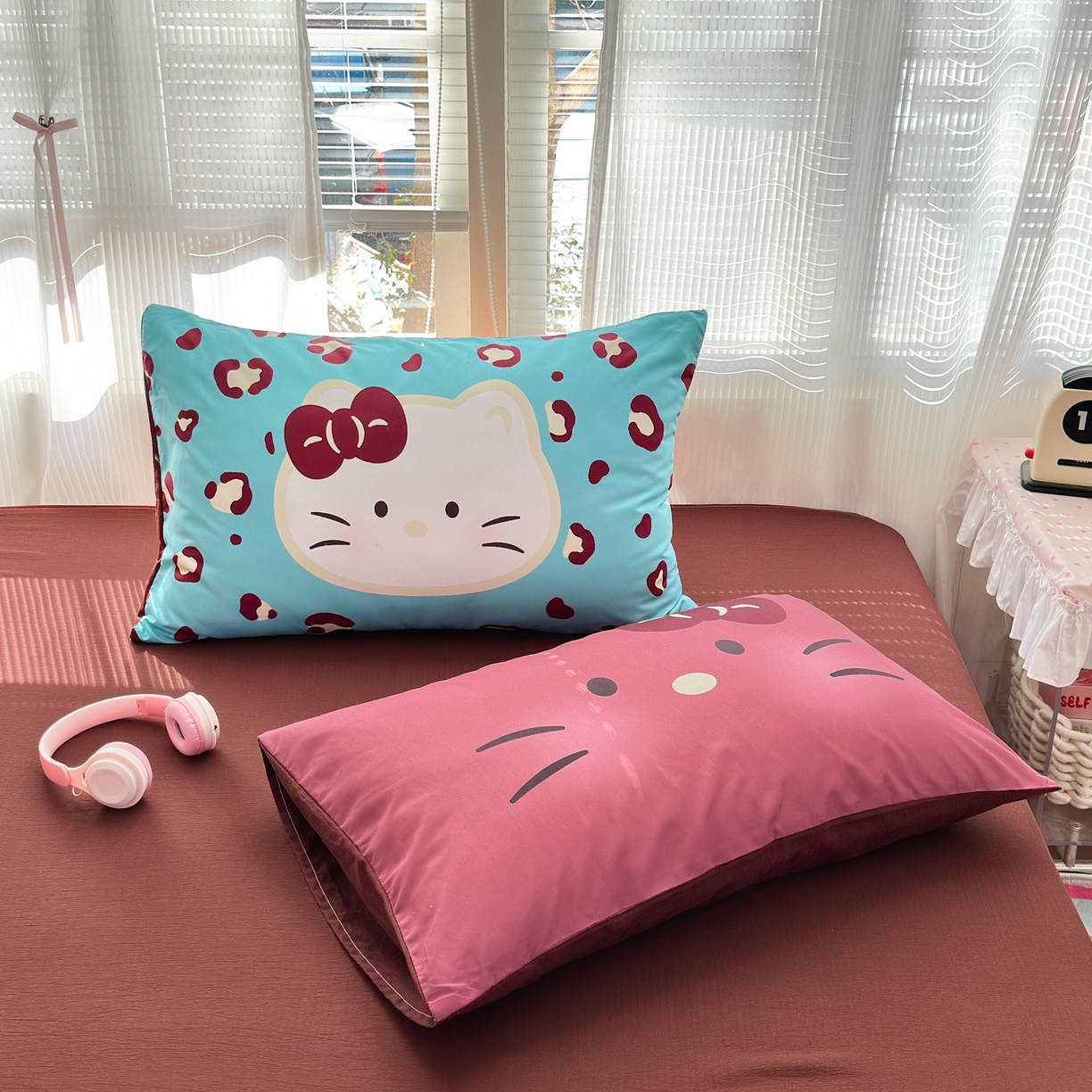 91家纺网 家纺一手货源 找家纺 一霖家纺 2026新款云感皱皱纱小清新印花数码系列四件套 小红书爆款 大脸二胡猫-蓝