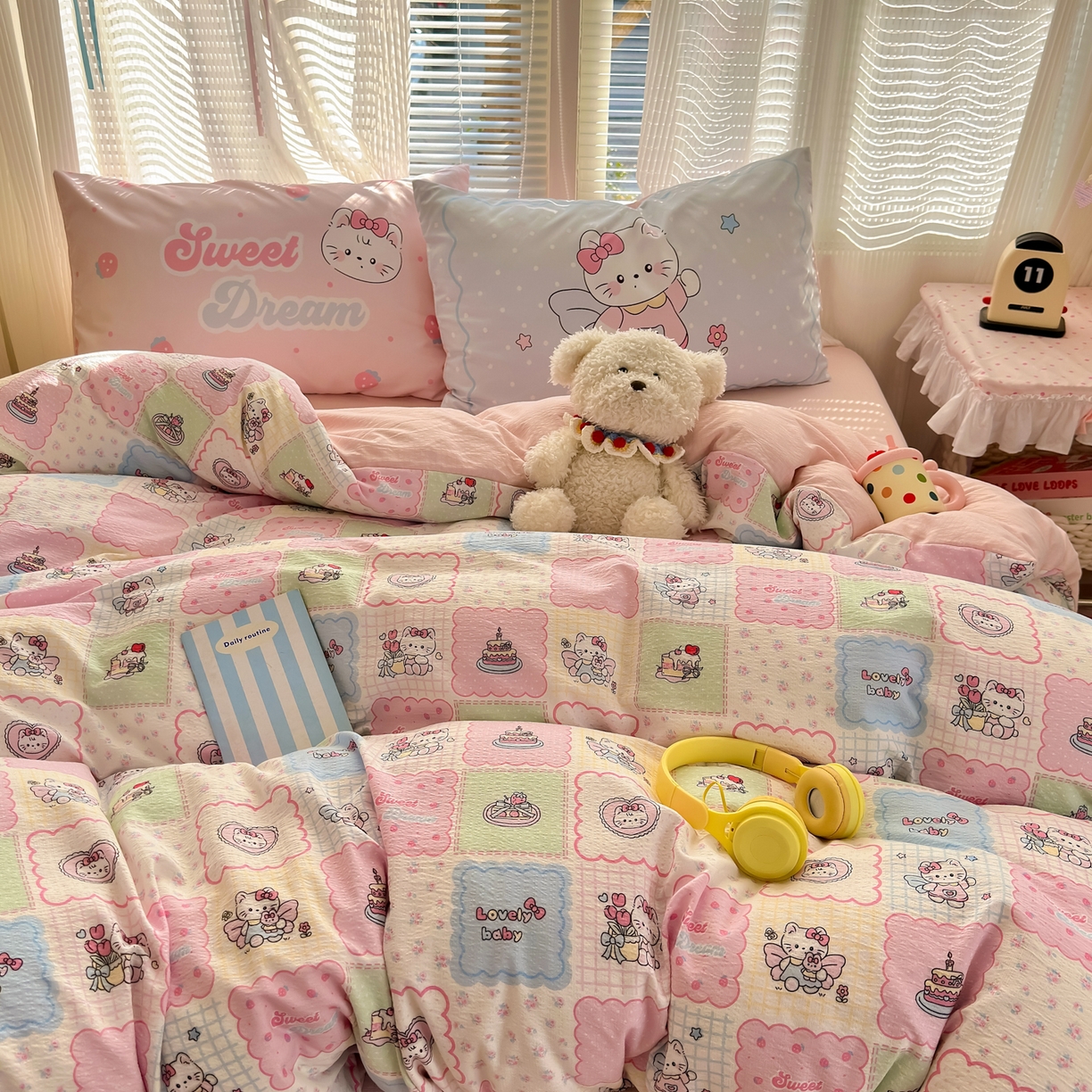 91家纺网 家纺一手货源 找家纺 一霖家纺 2026新款云感皱皱纱小清新印花数码系列四件套 小红书爆款 蛋糕派