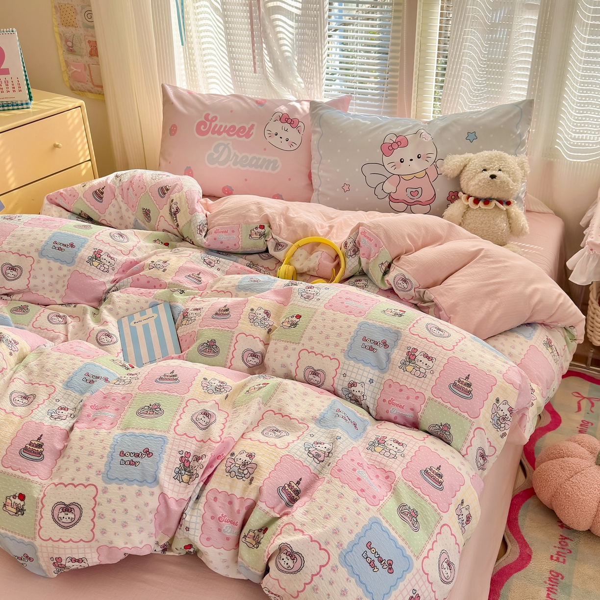 91家纺网 家纺一手货源 找家纺 一霖家纺 2026新款云感皱皱纱小清新印花数码系列四件套 小红书爆款 蛋糕派