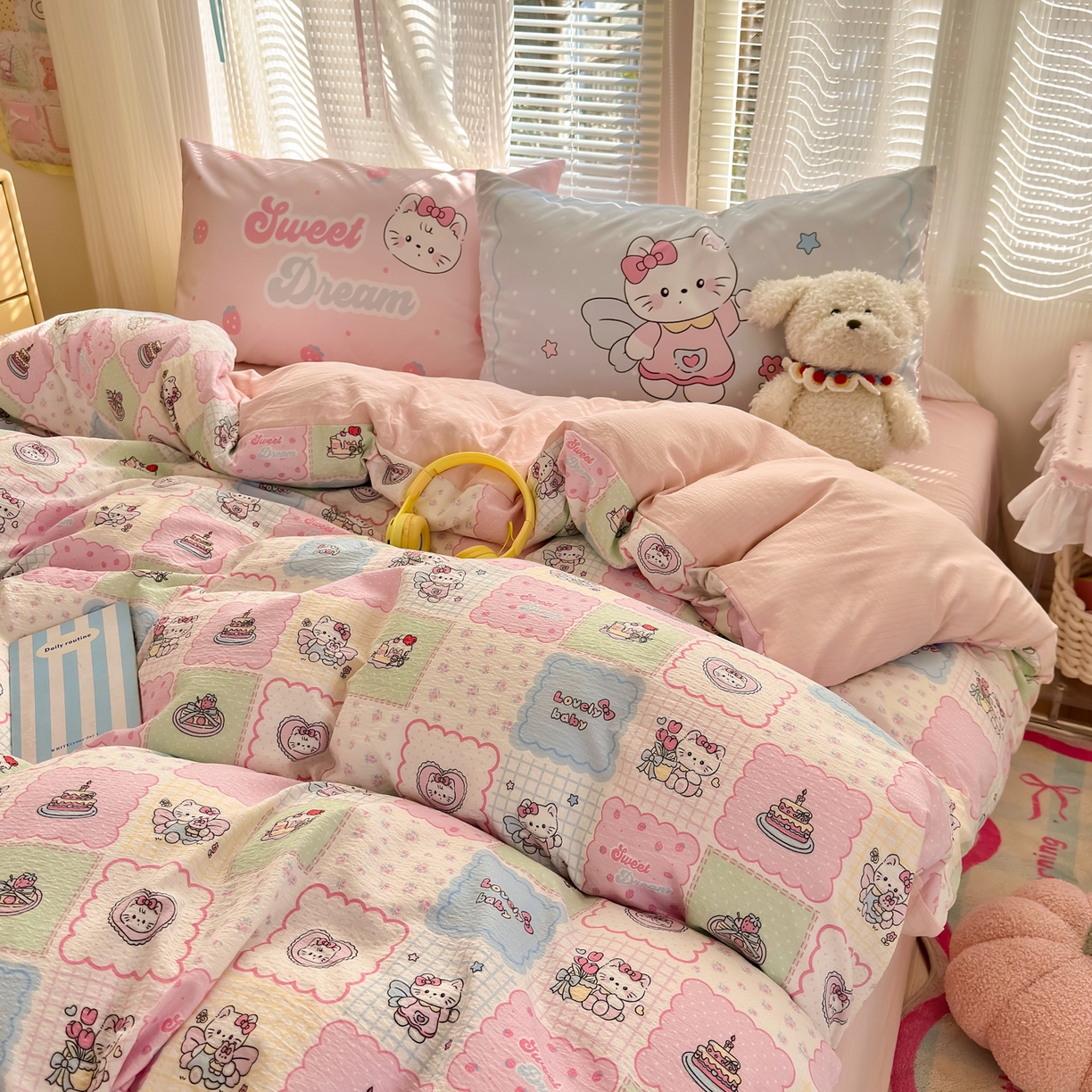 91家纺网 家纺一手货源 找家纺 一霖家纺 2026新款云感皱皱纱小清新印花数码系列四件套 小红书爆款 蛋糕派