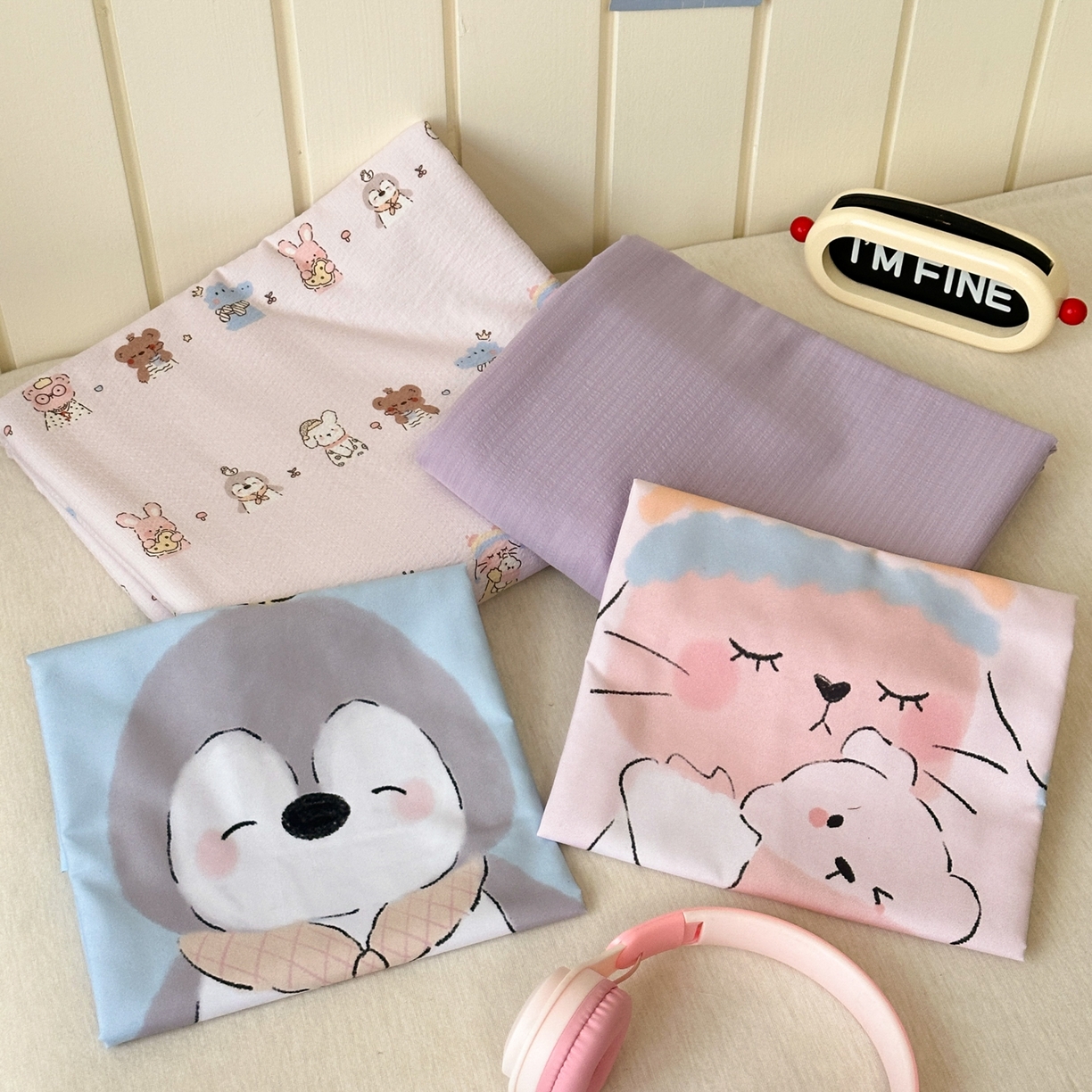 91家纺网 家纺一手货源 找家纺 一霖家纺 2026新款云感皱皱纱小清新印花数码系列四件套 小红书爆款 动物游园