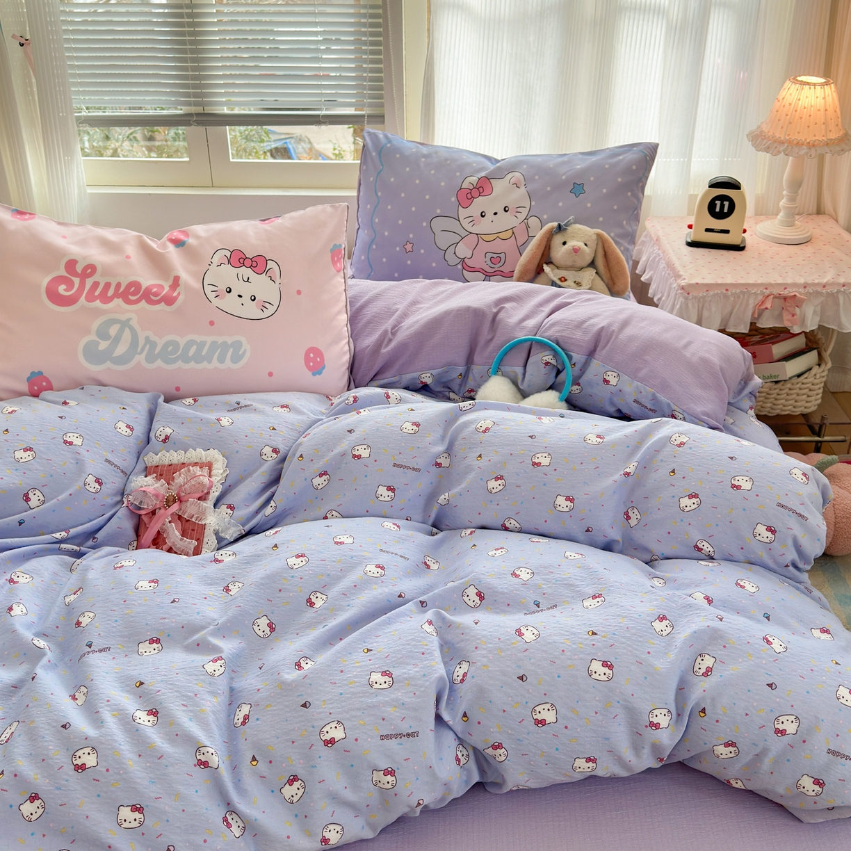 91家纺网 家纺一手货源 找家纺 一霖家纺 2026新款云感皱皱纱小清新印花数码系列四件套 小红书爆款 蓝莓奶糖