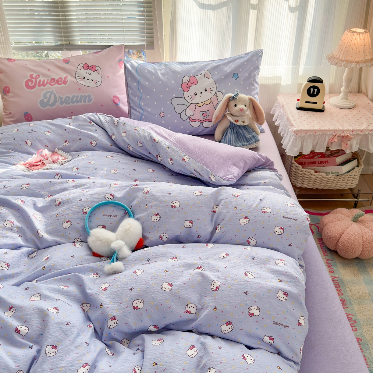 91家纺网 家纺一手货源 找家纺 一霖家纺 2026新款云感皱皱纱小清新印花数码系列四件套 小红书爆款 蓝莓奶糖