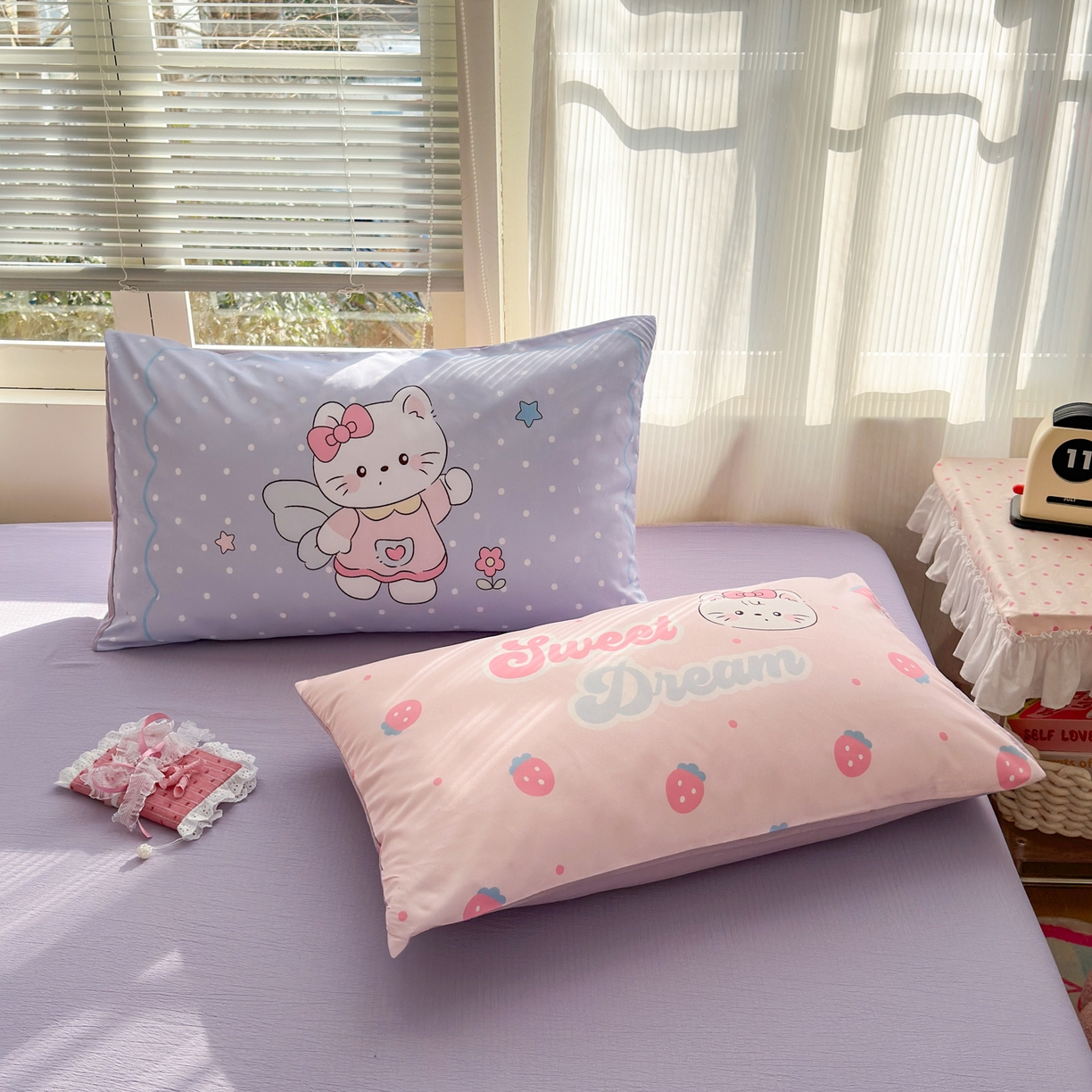 91家纺网 家纺一手货源 找家纺 一霖家纺 2026新款云感皱皱纱小清新印花数码系列四件套 小红书爆款 蓝莓奶糖