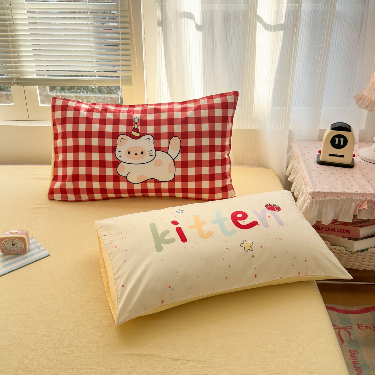 91家纺网 家纺一手货源 找家纺 一霖家纺 2026新款云感皱皱纱小清新印花数码系列四件套 小红书爆款 苹果小怪