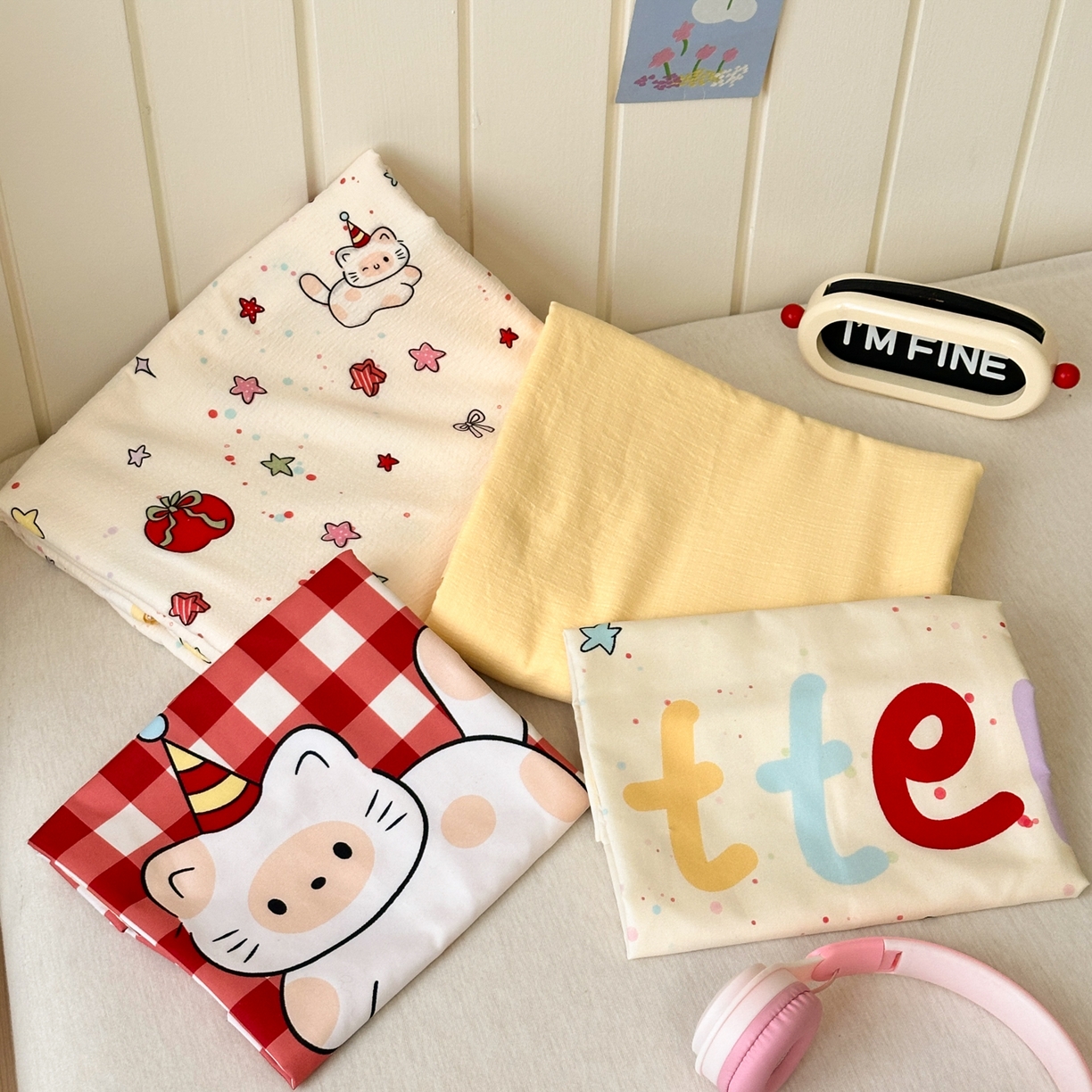 91家纺网 家纺一手货源 找家纺 一霖家纺 2026新款云感皱皱纱小清新印花数码系列四件套 小红书爆款 苹果小怪