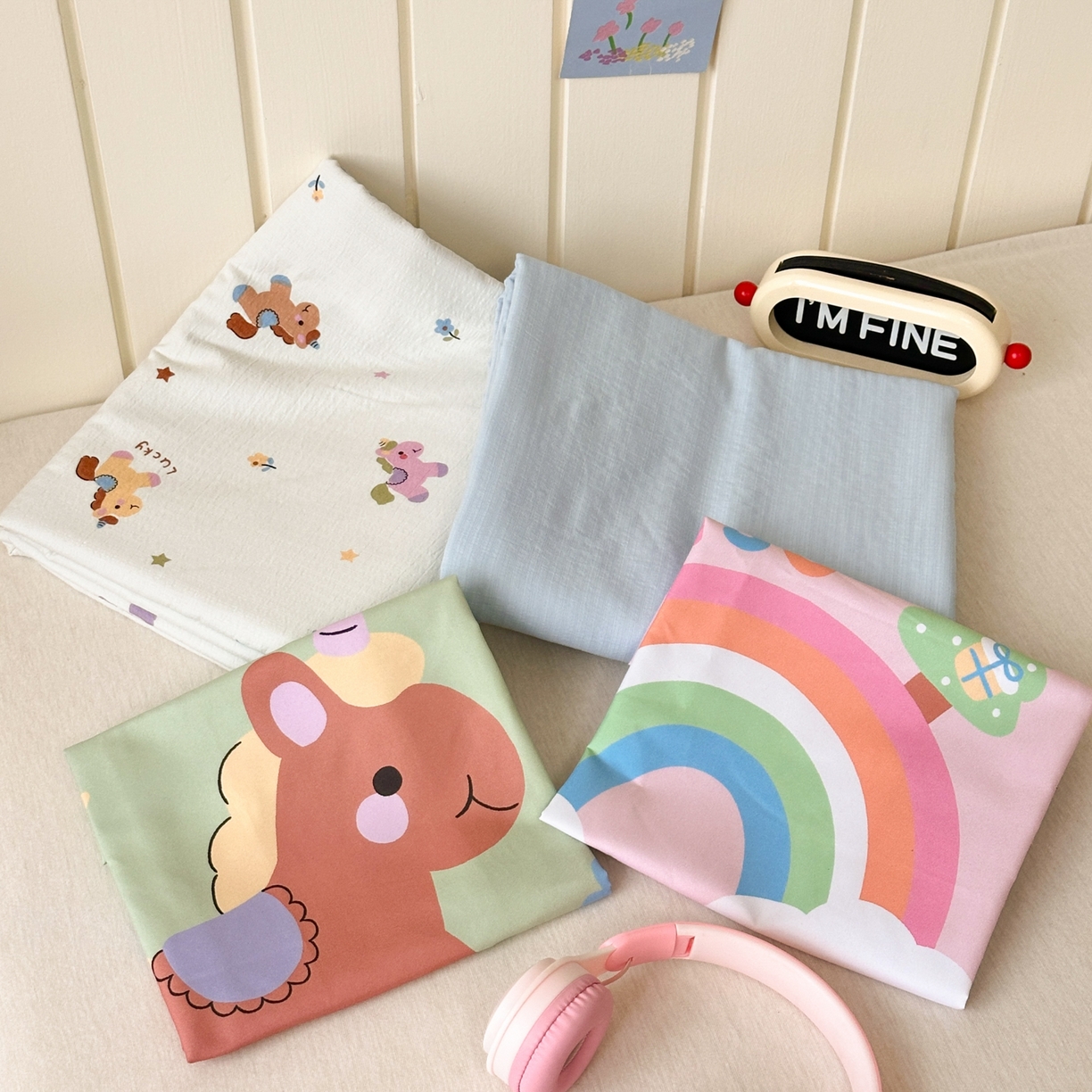 91家纺网 家纺一手货源 找家纺 一霖家纺 2026新款云感皱皱纱小清新印花数码系列四件套 小红书爆款 童年木马