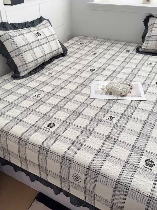 91家纺网 家纺一手货源 找家纺 暖居 2026新款支持定制法式花边纯棉榻榻米四件套全棉大炕盖三件套四季通用 小香格子