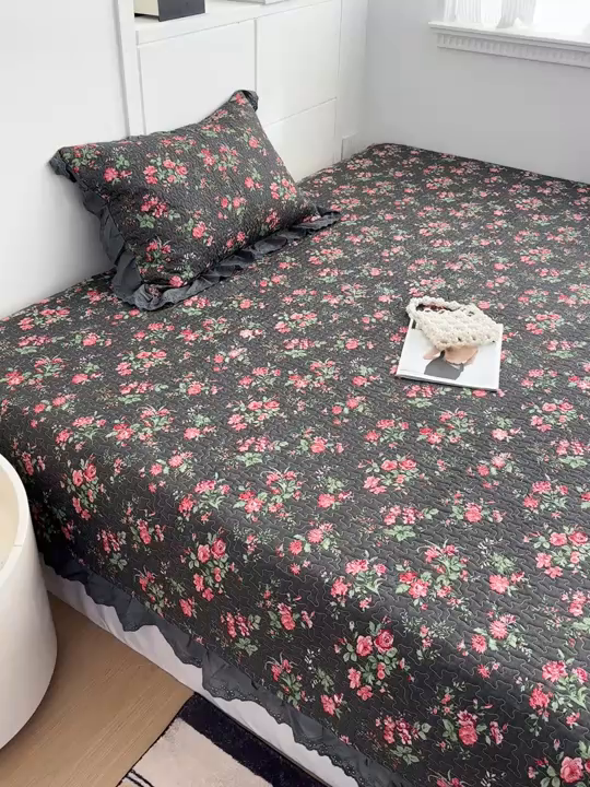 91家纺网 家纺一手货源 找家纺 暖居 2026新款支持定制法式花边纯棉榻榻米四件套全棉大炕盖三件套四季通用 中国美