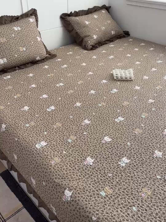 91家纺网 家纺一手货源 找家纺 暖居 2026新款支持定制法式花边纯棉榻榻米四件套全棉大炕盖三件套四季通用 豹纹KT