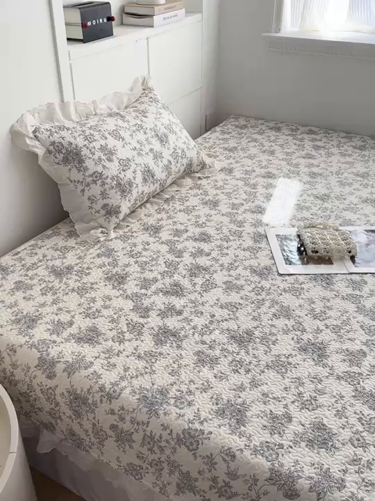 91家纺网 家纺一手货源 找家纺 暖居 2026新款支持定制法式花边纯棉榻榻米四件套全棉大炕盖三件套四季通用 赫本白