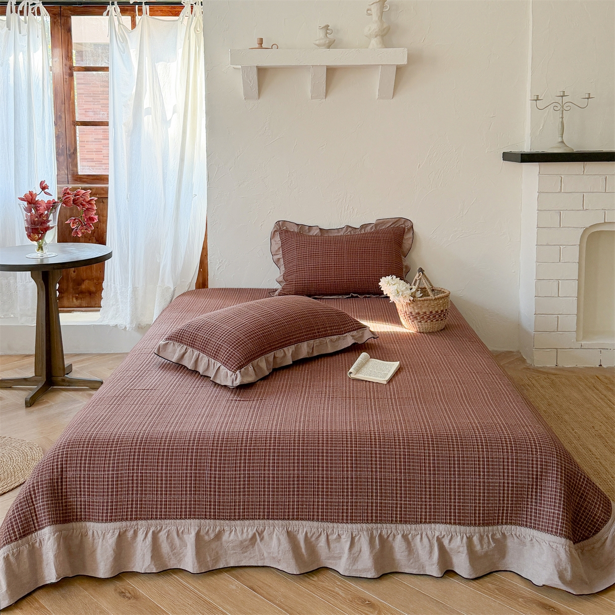 91家纺网 家纺一手货源 找家纺 （总）乐野家居 2026新款全棉色织水洗棉格致系列-四件套