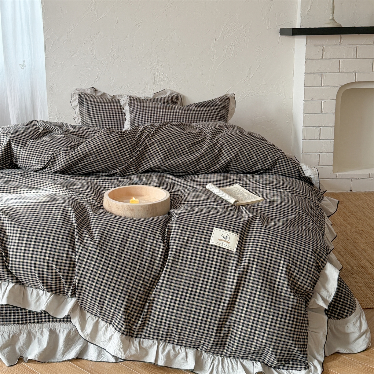 91家纺网 家纺一手货源 找家纺 （总）乐野家居 2026新款全棉色织水洗棉格致系列-四件套