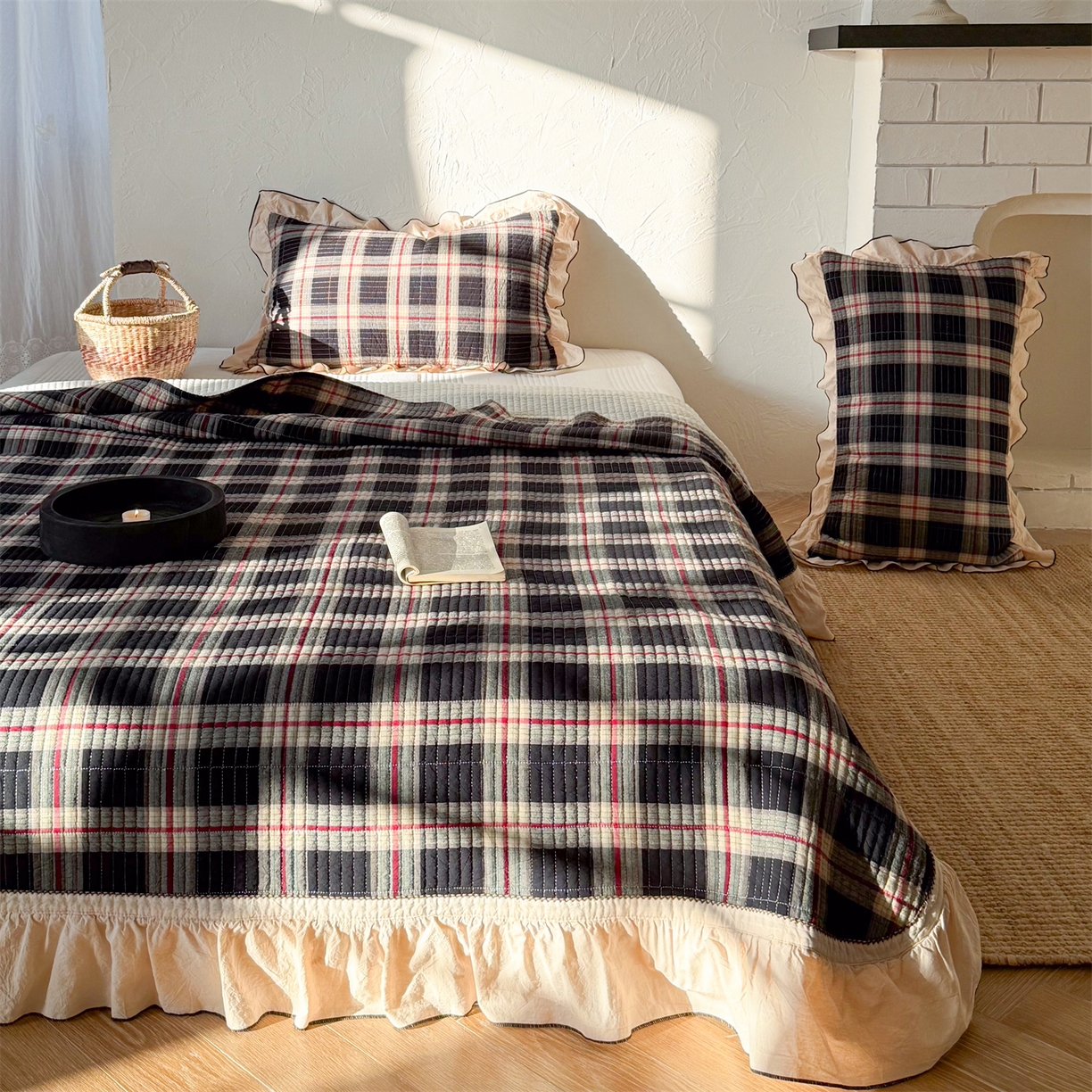 91家纺网 家纺一手货源 找家纺 乐野家居 2026新款全棉色织水洗棉格致系列-四件套 格致-英伦格纹