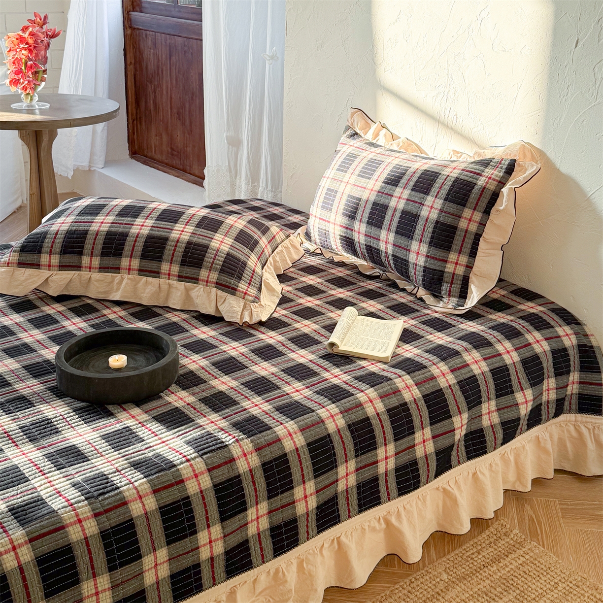 91家纺网 家纺一手货源 找家纺 乐野家居 2026新款全棉色织水洗棉格致系列-四件套 格致-英伦格纹