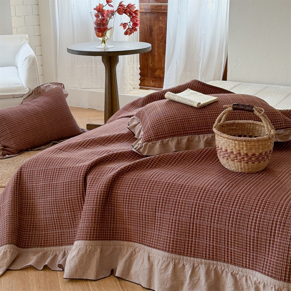 91家纺网 家纺一手货源 找家纺 （总）乐野家居 2026新款全棉色织水洗棉格致系列-单床盖