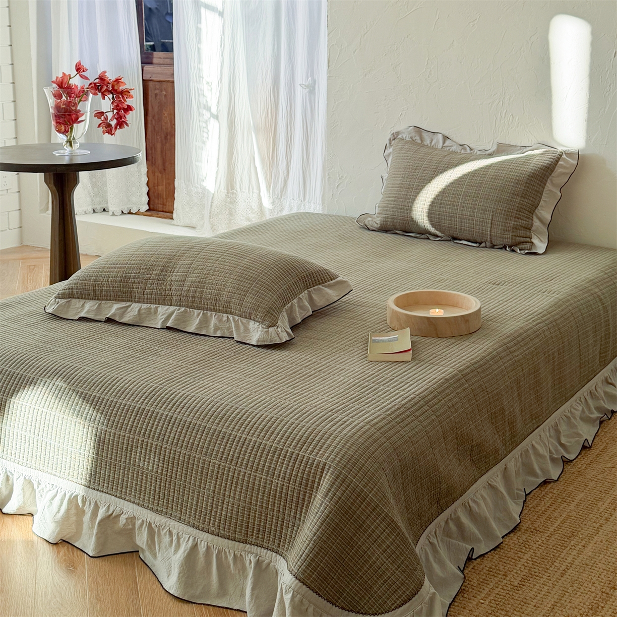 91家纺网 家纺一手货源 找家纺 （总）乐野家居 2026新款全棉色织水洗棉格致系列-单床盖