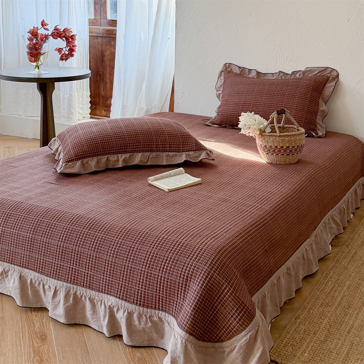 91家纺网 家纺一手货源 找家纺 （总）乐野家居 2026新款全棉色织水洗棉格致系列-单床盖