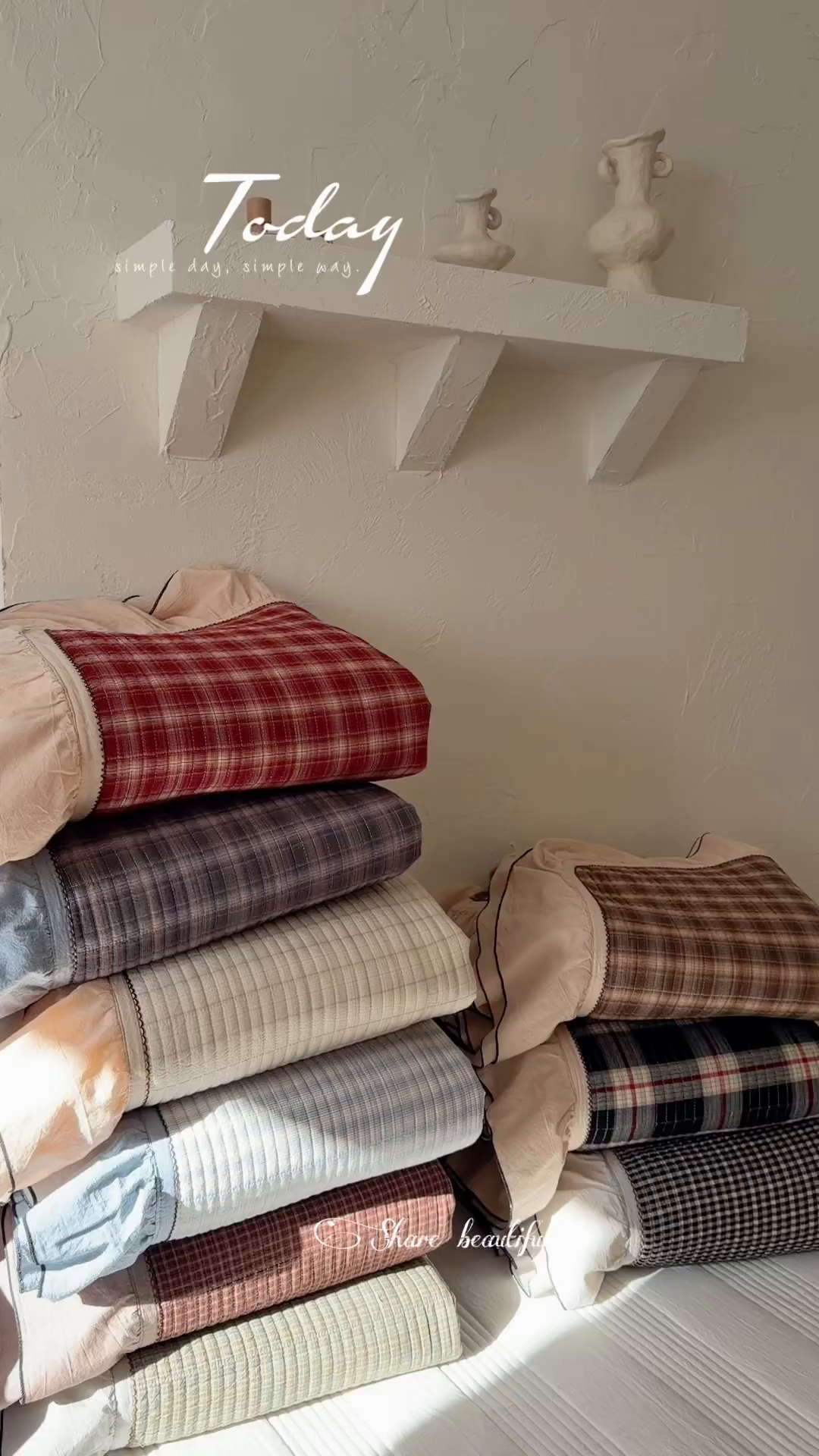 91家纺网 家纺一手货源 找家纺 乐野家居 2026新款全棉色织水洗棉格致系列-单床盖 组合