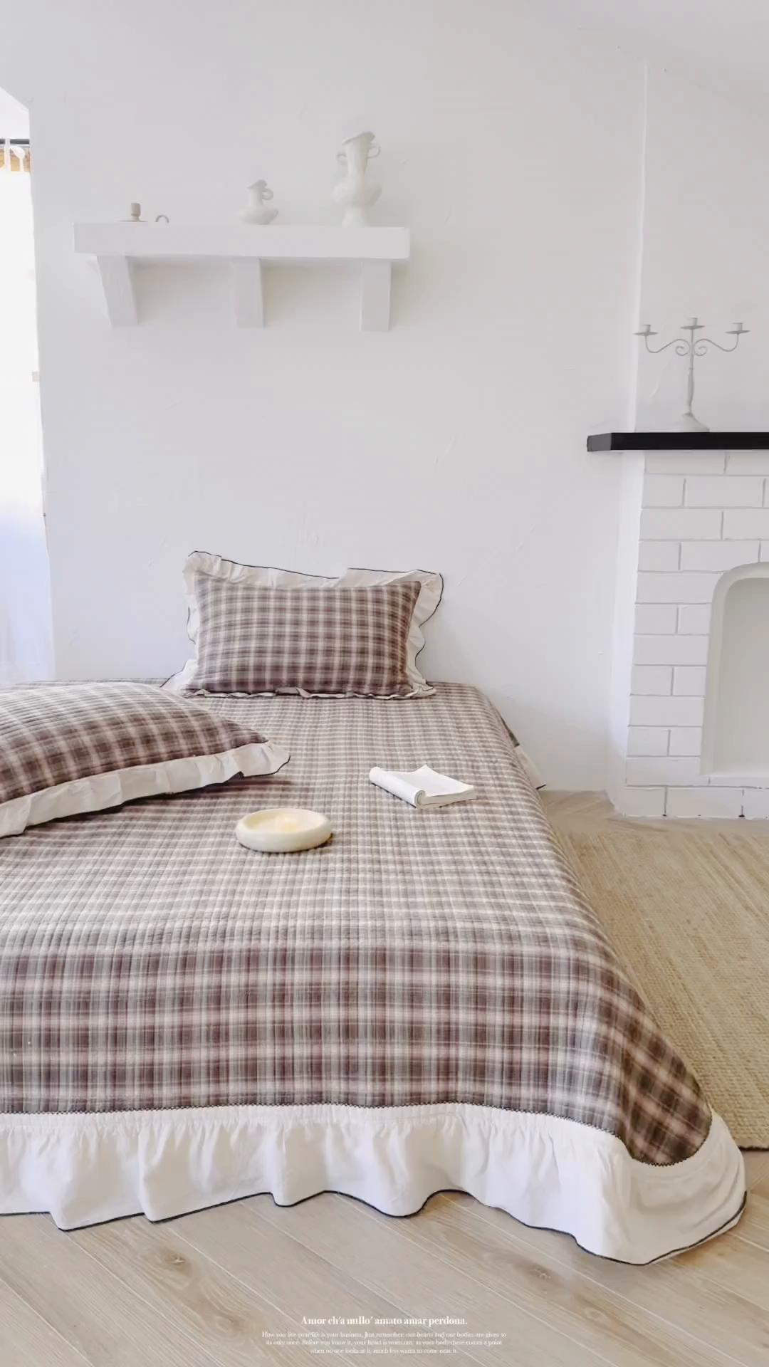 91家纺网 家纺一手货源 找家纺 乐野家居 2026新款全棉色织水洗棉格致系列-单床盖 格致-南法棕格