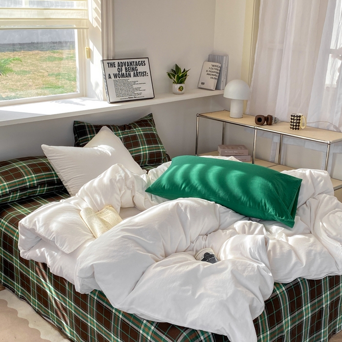 91家纺网 家纺一手货源 找家纺 （总）对白 2026新款全棉色织水洗棉四件套-云舞白