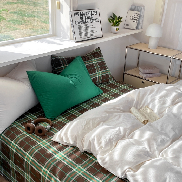 91家纺网 家纺一手货源 找家纺 （总）对白 2026新款全棉色织水洗棉四件套-云舞白