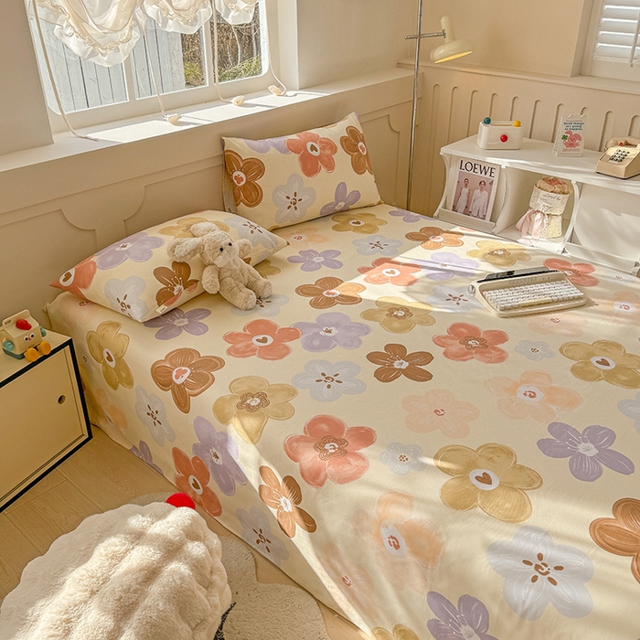 91家纺网 家纺一手货源 找家纺 爱彼家纺 2026春夏新款原棉老粗布小碎花风格系列二 向阳花开