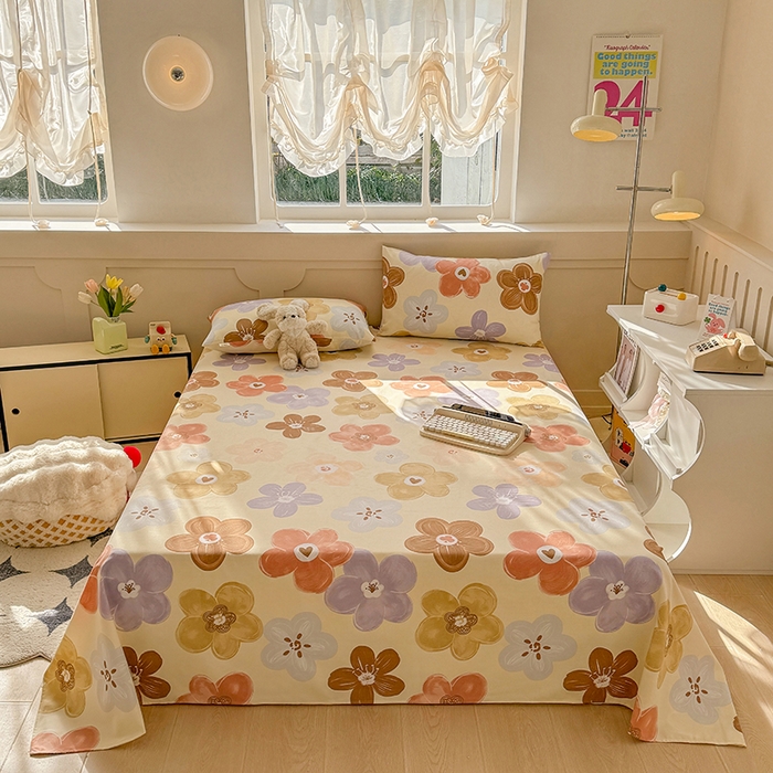 91家纺网 家纺一手货源 找家纺 爱彼家纺 2026春夏新款原棉老粗布小碎花风格系列二 向阳花开