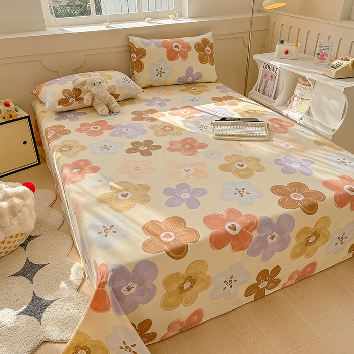 91家纺网 家纺一手货源 找家纺 爱彼家纺 2026春夏新款原棉老粗布小碎花风格系列二 向阳花开