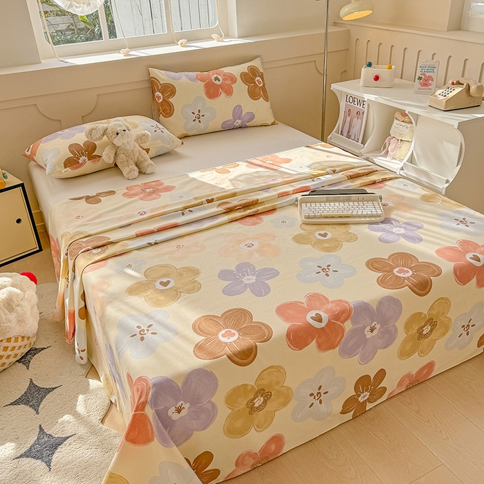 91家纺网 家纺一手货源 找家纺 爱彼家纺 2026春夏新款原棉老粗布小碎花风格系列二 向阳花开