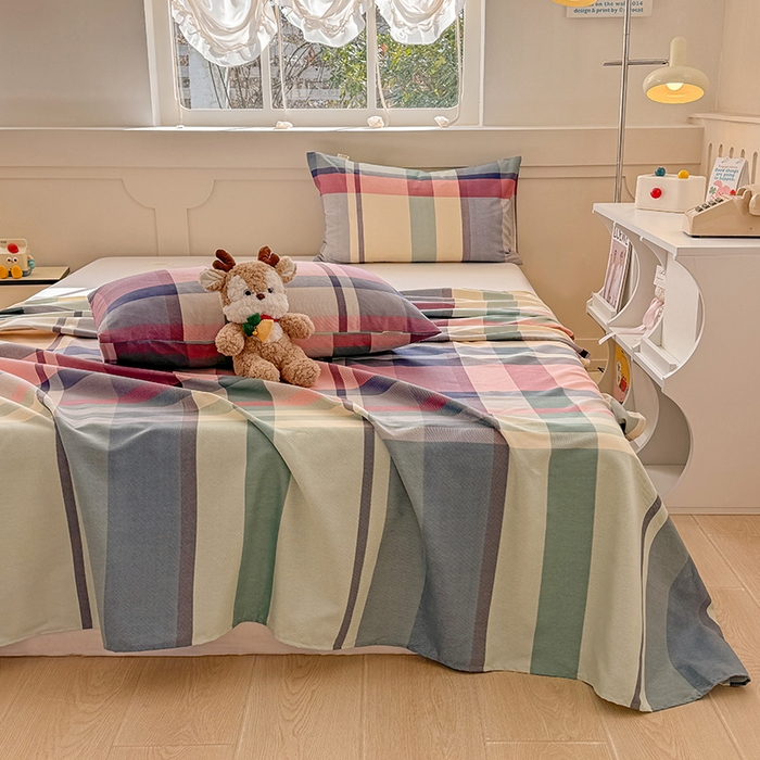 91家纺网 家纺一手货源 找家纺 爱彼家纺 2026春夏新款原棉老粗布小碎花风格系列二 古奈-豆沙