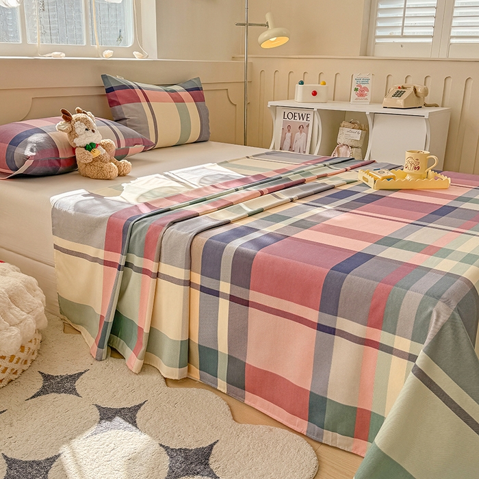 91家纺网 家纺一手货源 找家纺 爱彼家纺 2026春夏新款原棉老粗布小碎花风格系列二 古奈-豆沙