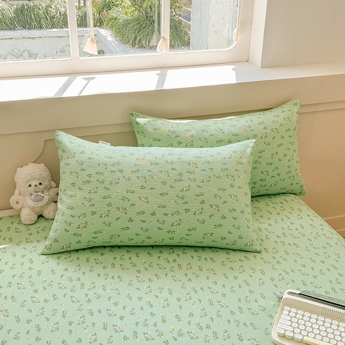 91家纺网 家纺一手货源 找家纺 爱彼家纺 2026春夏新款原棉老粗布小碎花风格系列二 春满园