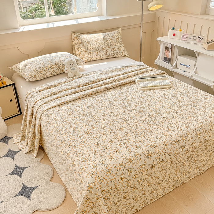 91家纺网 家纺一手货源 找家纺 爱彼家纺 2026春夏新款原棉老粗布小碎花风格系列二 锦绣花舞